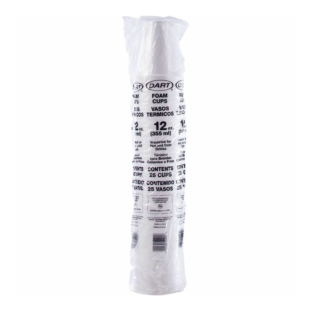 Dart J Cup 12 oz Insulated Foam Cups - 12 fl oz - White - Foam - Coffee, Soft Drink, Hot Cider, Hot Chocolate, Juice, Cappuccino, Tea, Cold Drink - 25/Bag - 40 / Carton. Picture 4