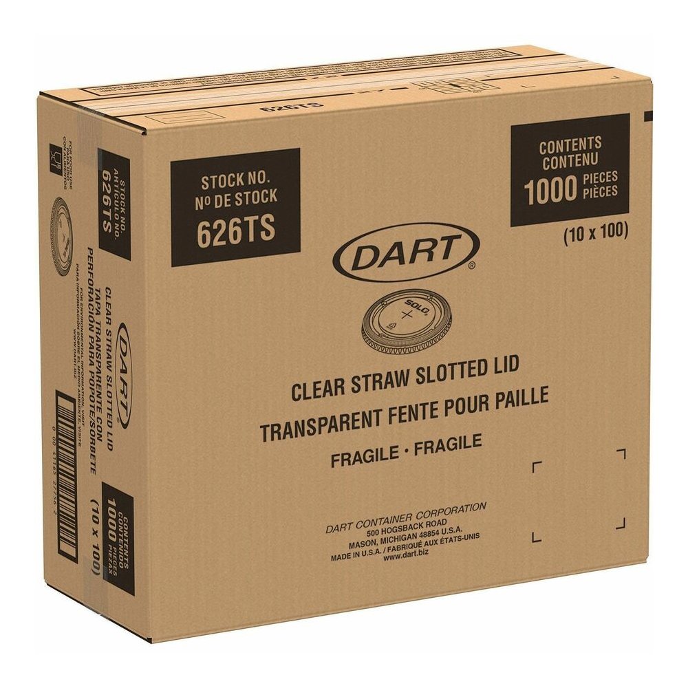 Dart 12-24 oz PET Plastic Straw-Slotted Lid - Clear - Storing - 3.9" Diameter - Clear - Polyethylene Terephthalate (PET), Plastic Body - 10 / Carton. Picture 4