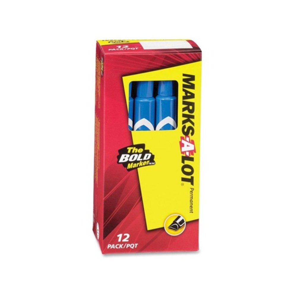 Avery&reg; Marks A Lot Large Desk-Style Permanent Markers - Blue Ink - Blue Plastic Barrel - 1 Dozen. Picture 3