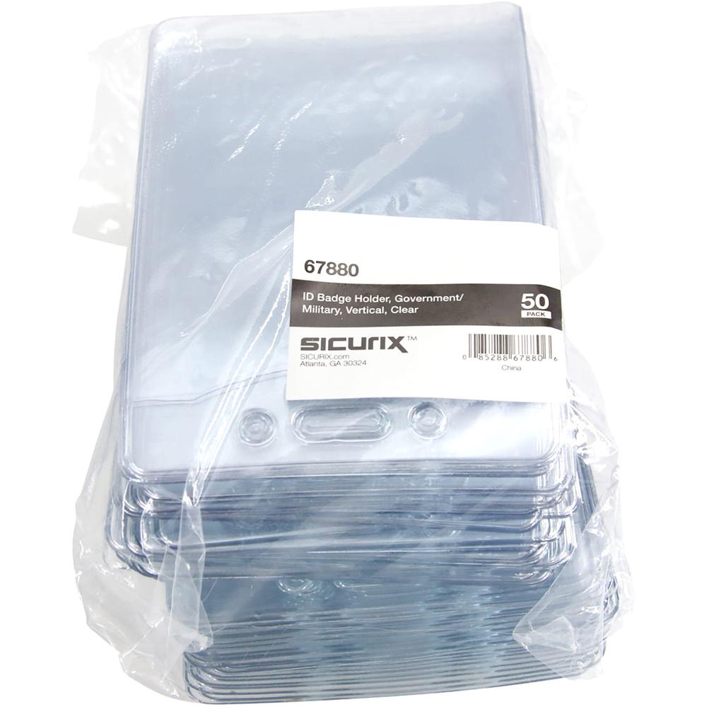 SICURIX Vertical ID Badge Holder - 3.9" x 3.6" x - Vinyl - 50 / Pack - Clear. Picture 2
