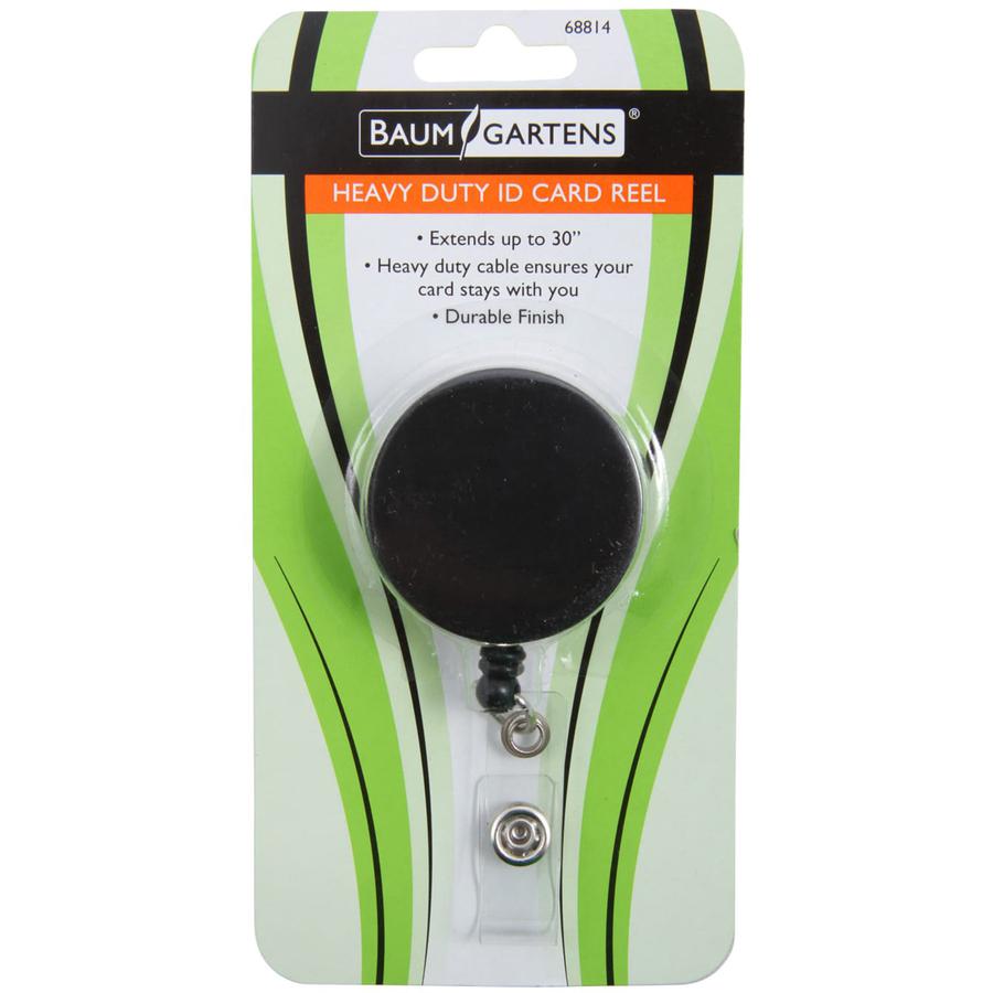 SICURIX Heavy-Duty ID Card Reel with Belt Clip - Plastic - 1 Each - Black. Picture 2