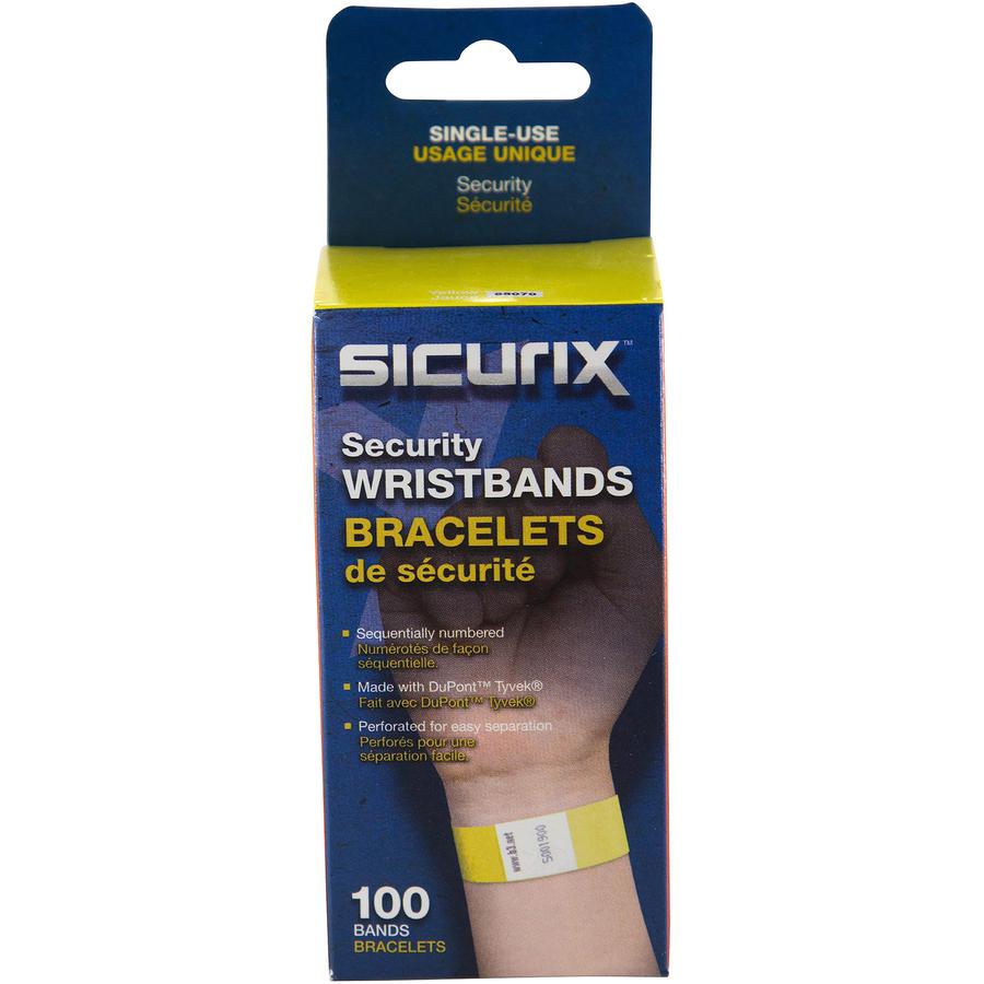 SICURIX Standard Dupont Tyvek Security Wristband - 100 / Pack - 0.8" Height x 10" Width Length - Yellow - Tyvek. Picture 4