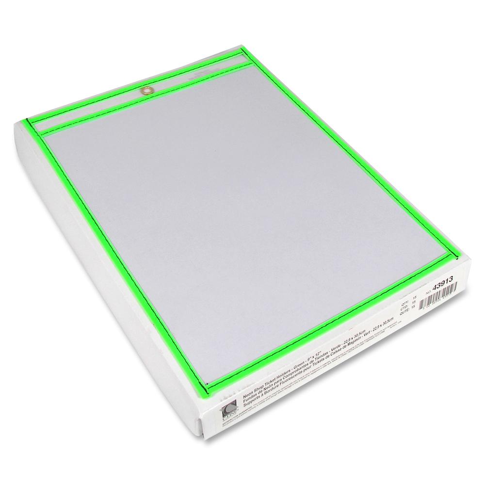 C-Line Neon Shop Ticket Holders, Stitched - Green, Both Sides Clear, 9 x 12, 15EA/BX, 43913. Picture 4