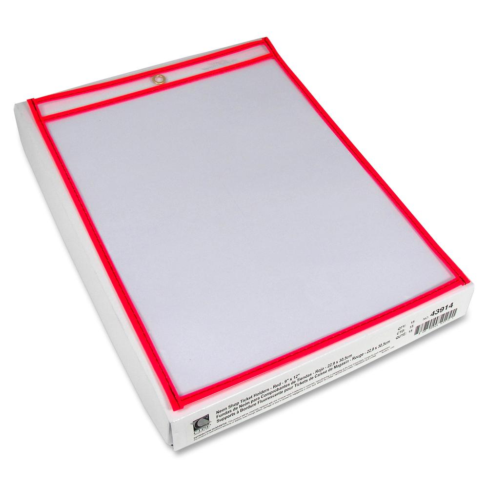 C-Line Neon Shop Ticket Holders, Stitched - Red, Both Sides Clear, 9" x 12" , 1 Each/Box, 43914. Picture 2