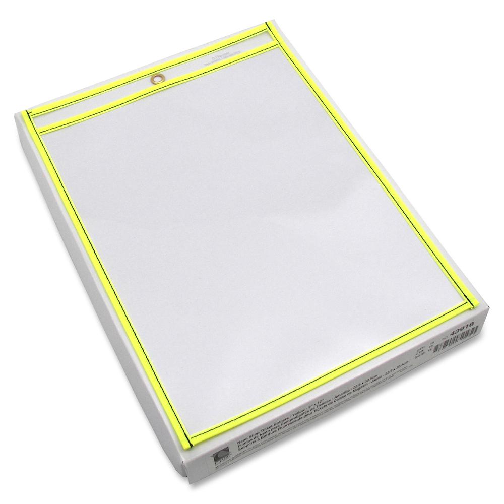C-Line Neon Shop Ticket Holders, Stitched - Yellow, Both Sides Clear, 9 x 12, 15EA/BX, 43916. Picture 3