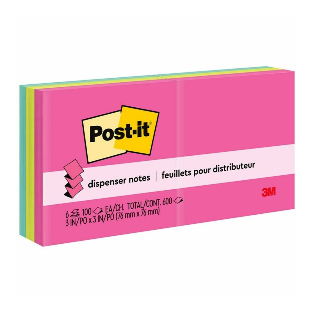 Post-it&reg; Pop-up Adhesive Note - 600 - 3" Flag/Note Width x 3" Flag/Note Length - Square - 100 Sheets per Pad - Unruled - Electric Blue, Limeade, Neon Orange, Neon Pink, Concord - Paper - Pop-up, S. Picture 4