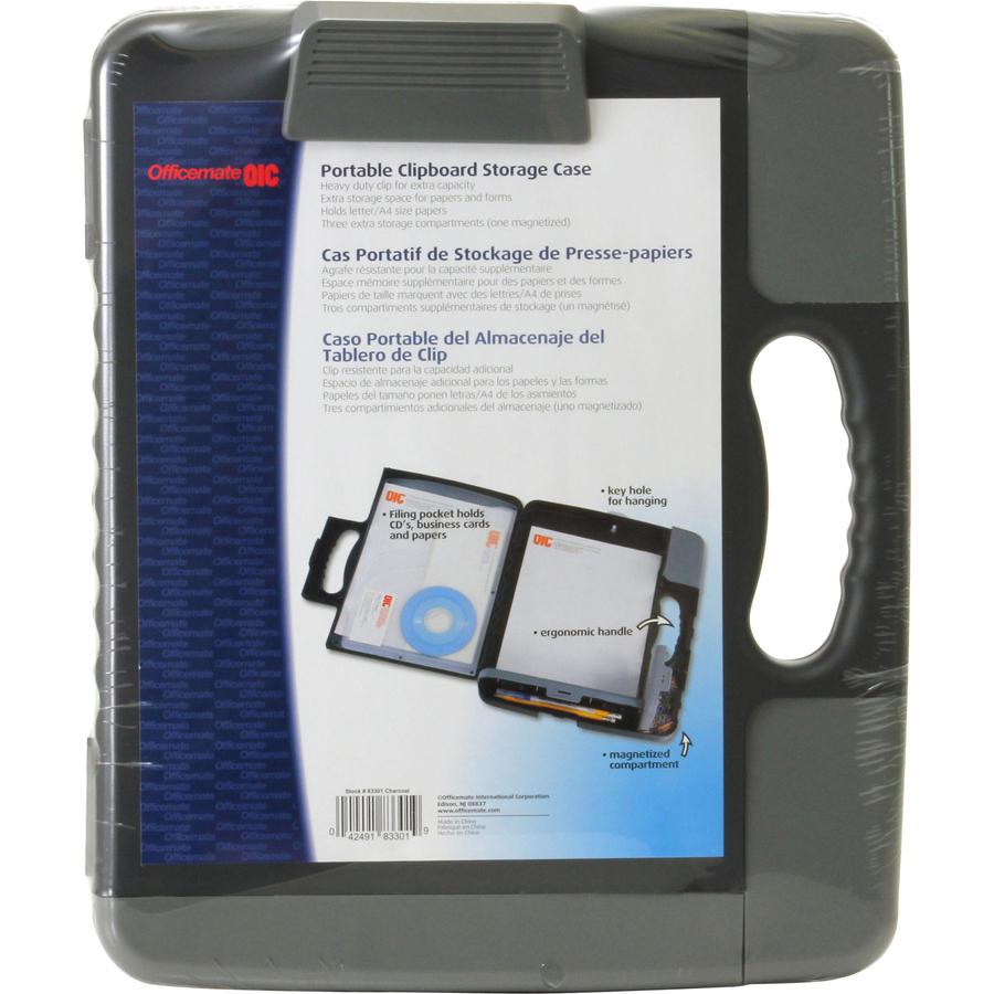Officemate Portable Clipboard Storage Case - Storage for Stationary - Charcoal - 1 Each. Picture 4