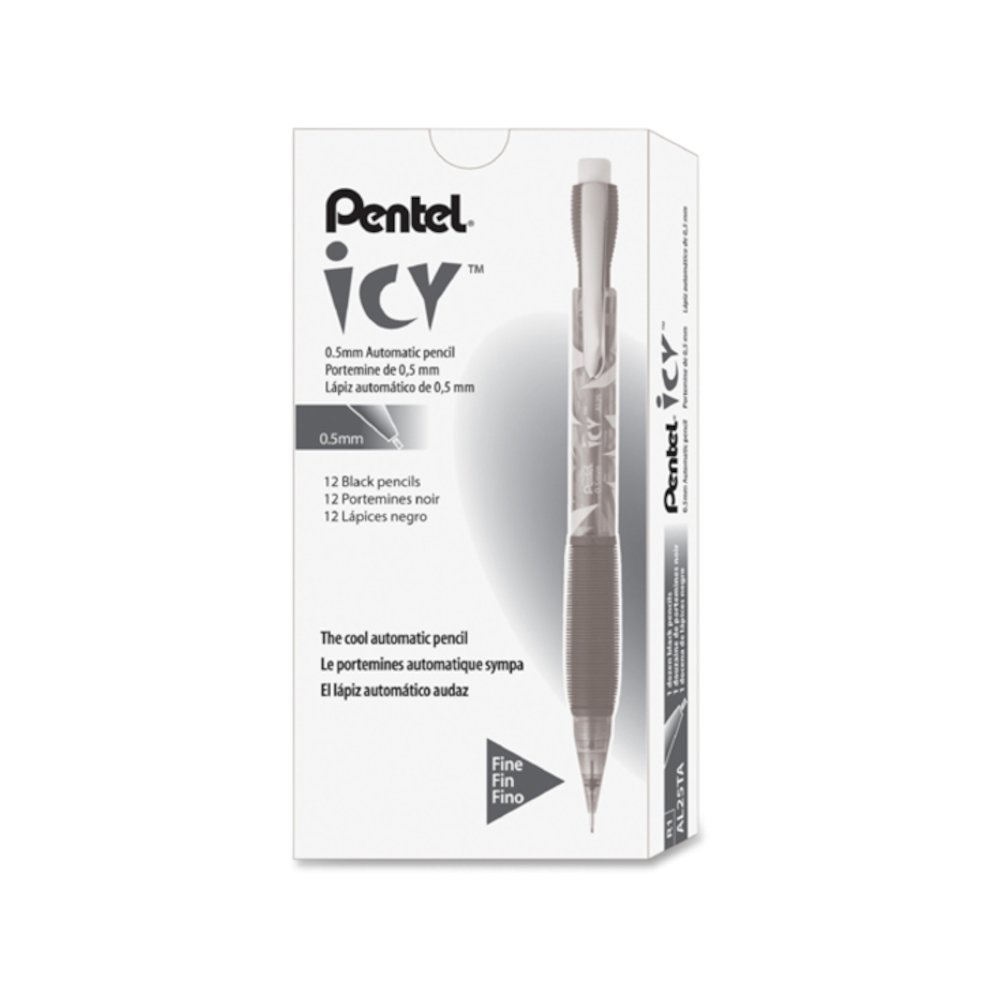 Pentel Icy Mechanical Pencil - #2 Lead - 0.5 mm Lead Diameter - Refillable - Black Barrel - 1 Dozen. Picture 2