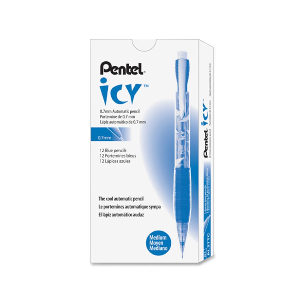 Pentel Icy Mechanical Pencil - 0.7 mm Lead - #2 - Refillable - Blue Barrel - 1 Dozen. Picture 3