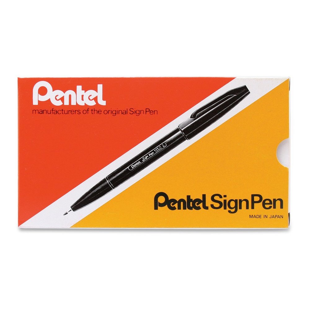 Pentel Fiber-tipped Sign Pens - Blue Ink - Water Based - Fiber Tip - 1 Dozen. Picture 2