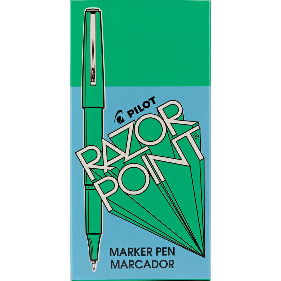 Pilot Marker Pens - Green Ink - Green Plastic Barrel - Metal Tip - Writing - 1 Dozen. Picture 3