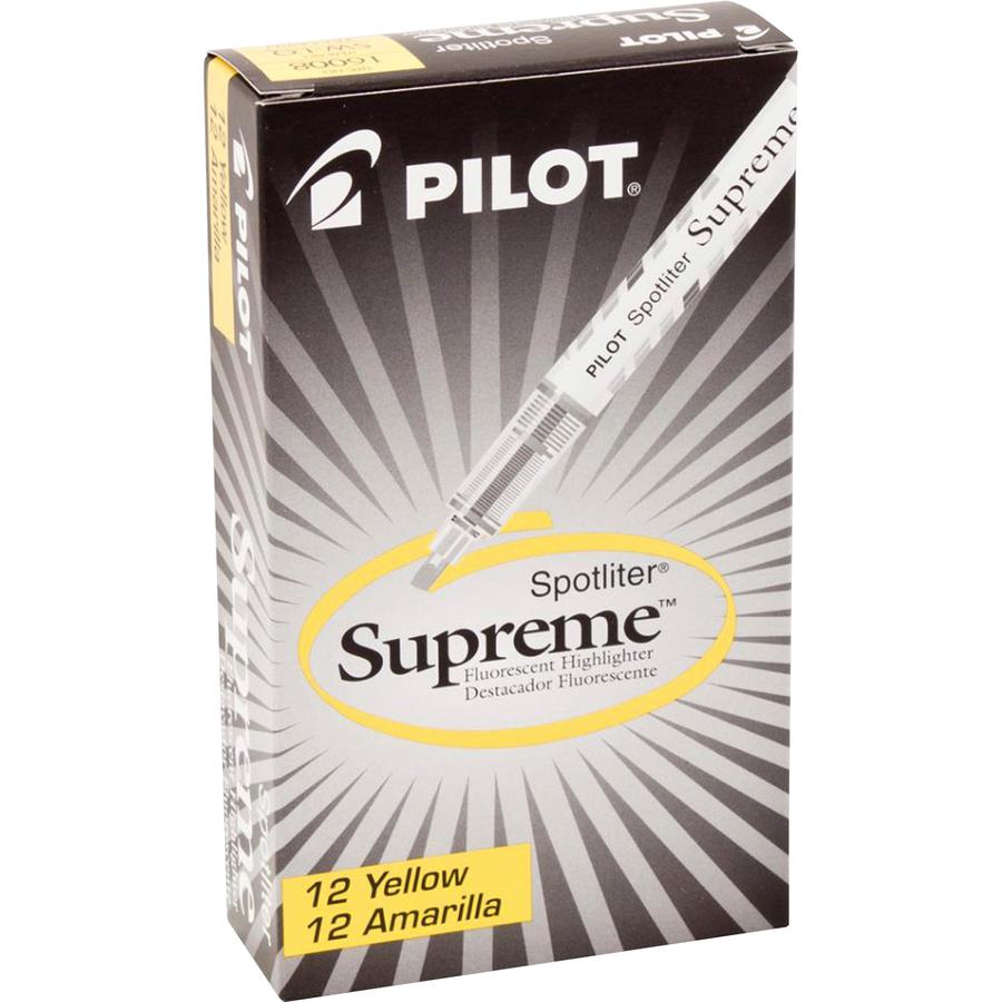 Pilot Spotliter Supreme Highlighters - Chisel Marker Point Style - Fluorescent Yellow - White Barrel - 1 Dozen. Picture 2
