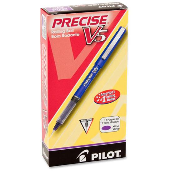 Pilot Extra-Fine Premium Capped Rolling Ball Pens - Purple Ink - Purple Plastic Barrel - Writing - 1 Dozen. Picture 3