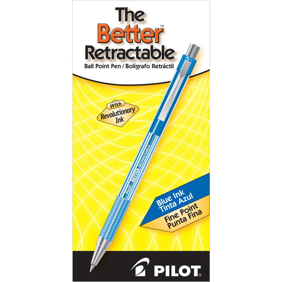 Pilot Better Retractable Ballpoint Pens - Refillable - Retractable - Blue Ink - Translucent Barrel - 1 Dozen. Picture 2