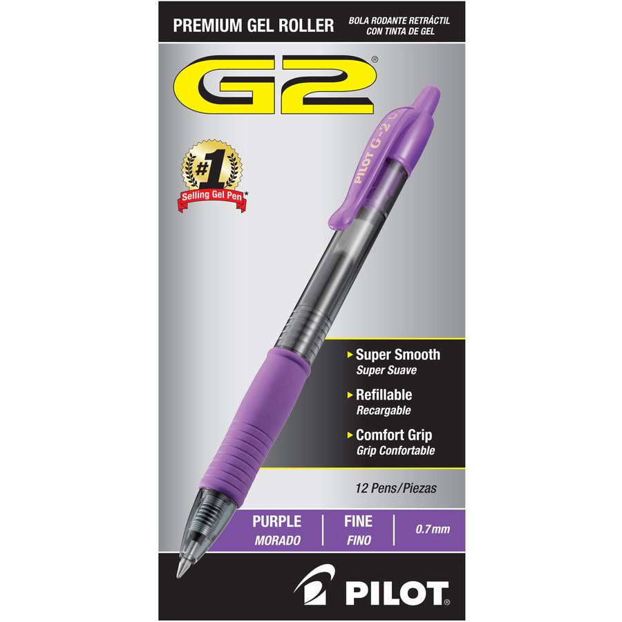 G2 Premium Gel Ink Retractable Pens - Refillable - Retractable - Purple Ink - Gel-based - Translucent Barrel - 1 Dozen. Picture 2