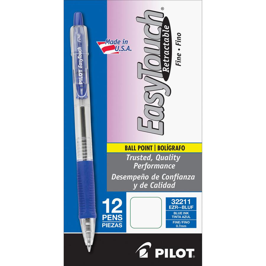 Pilot Retractable Ballpoint Pens - Refillable - Retractable - Blue Ink - Clear Barrel - 1 Dozen. Picture 3
