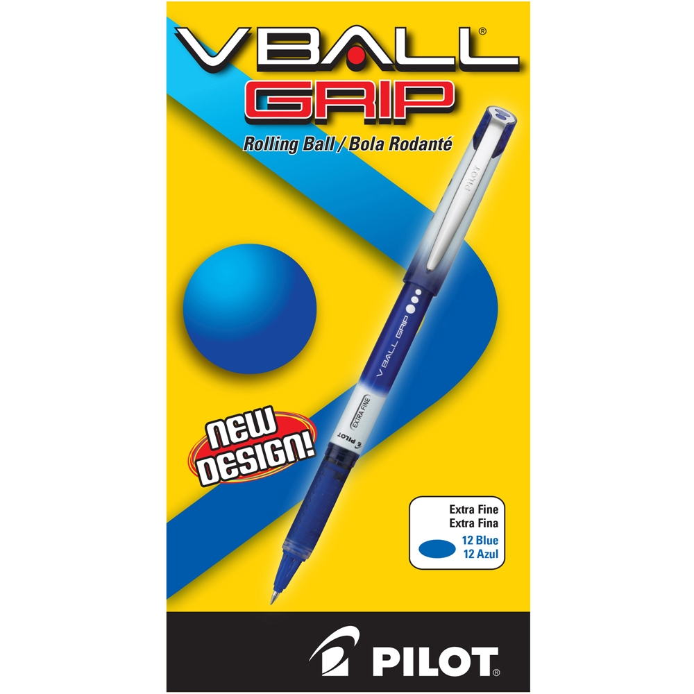 Pilot V-Ball Grip Liquid Ink Rollerball Pens - Blue Ink - Metal Barrel - 1 Each. Picture 3