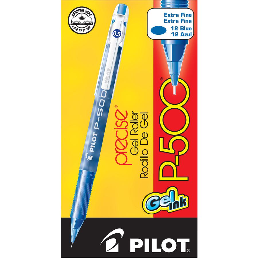 Pilot Precise P-500 Precision Point Extra-Fine Capped Gel Rolling Ball Pens - Blue Ink - Gel-based - Blue Barrel - 1 Dozen. Picture 2