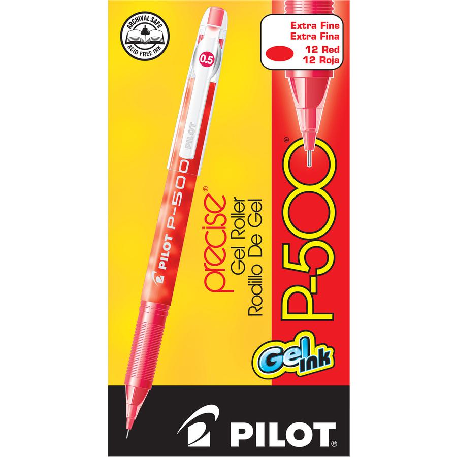 Pilot Precise P-500 Precision Point Extra-Fine Capped Gel Rolling Ball Pens - Red Ink - Gel-based - Red Barrel - 1 Dozen. Picture 3