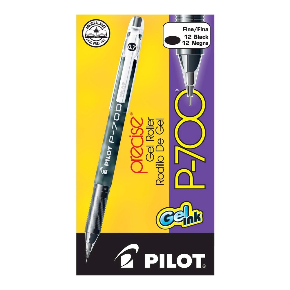 Pilot Precise P-700 Precision Point Fine Capped Gel Rolling Ball Pens - Black Ink - Gel-based - Black Barrel - 1 Dozen. Picture 2