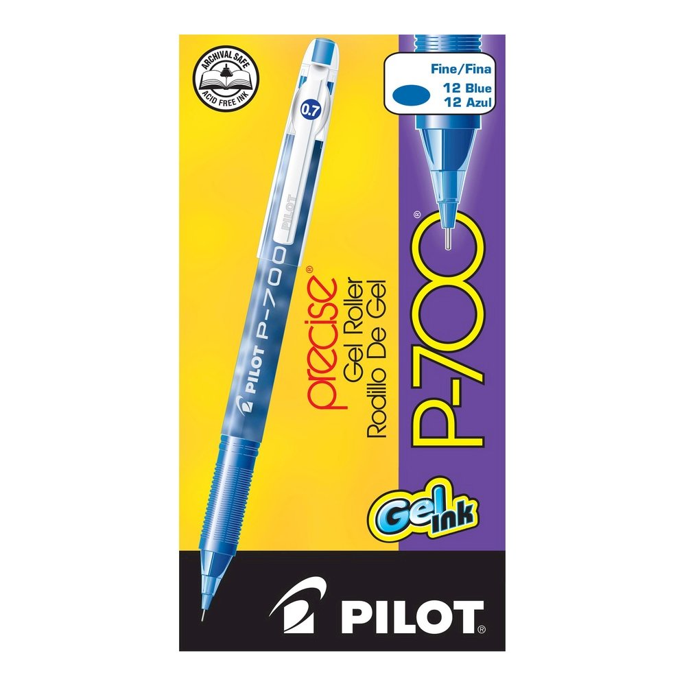 Pilot Precise P-700 Precision Point Fine Capped Gel Rolling Ball Pens - Blue Ink - Gel-based - Blue Barrel - 1 Dozen. Picture 2