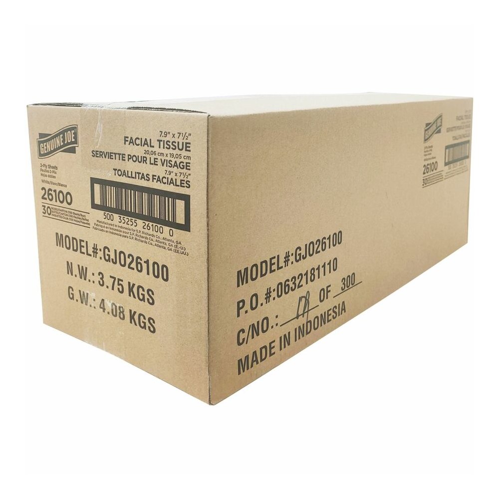 Genuine Joe Facial Tissue - 2 Ply - WhiteBox - 100/Box - 30 / Carton. Picture 4