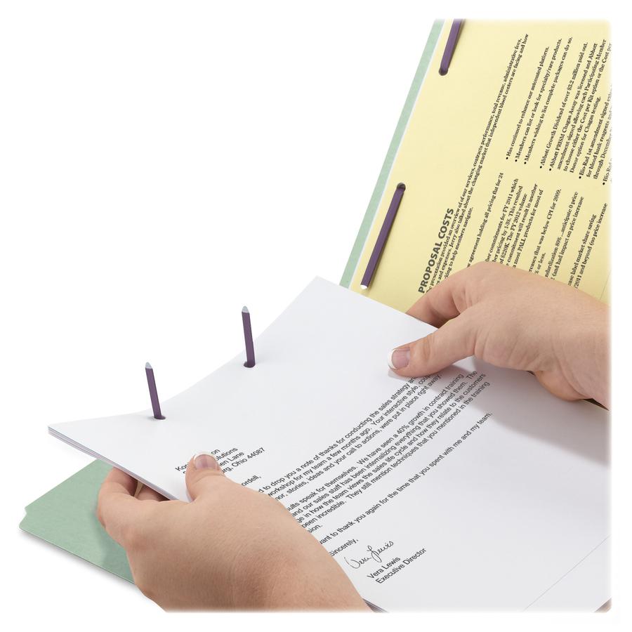 Smead Letter Recycled Fastener Folder - 8 1/2" x 11" - 3" Expansion - 2 x 2S Fastener(s) - 2" Fastener Capacity for Folder - End Tab Location - Pressboard - Gray, Green - 100% Recycled - 25 / Box. Picture 2