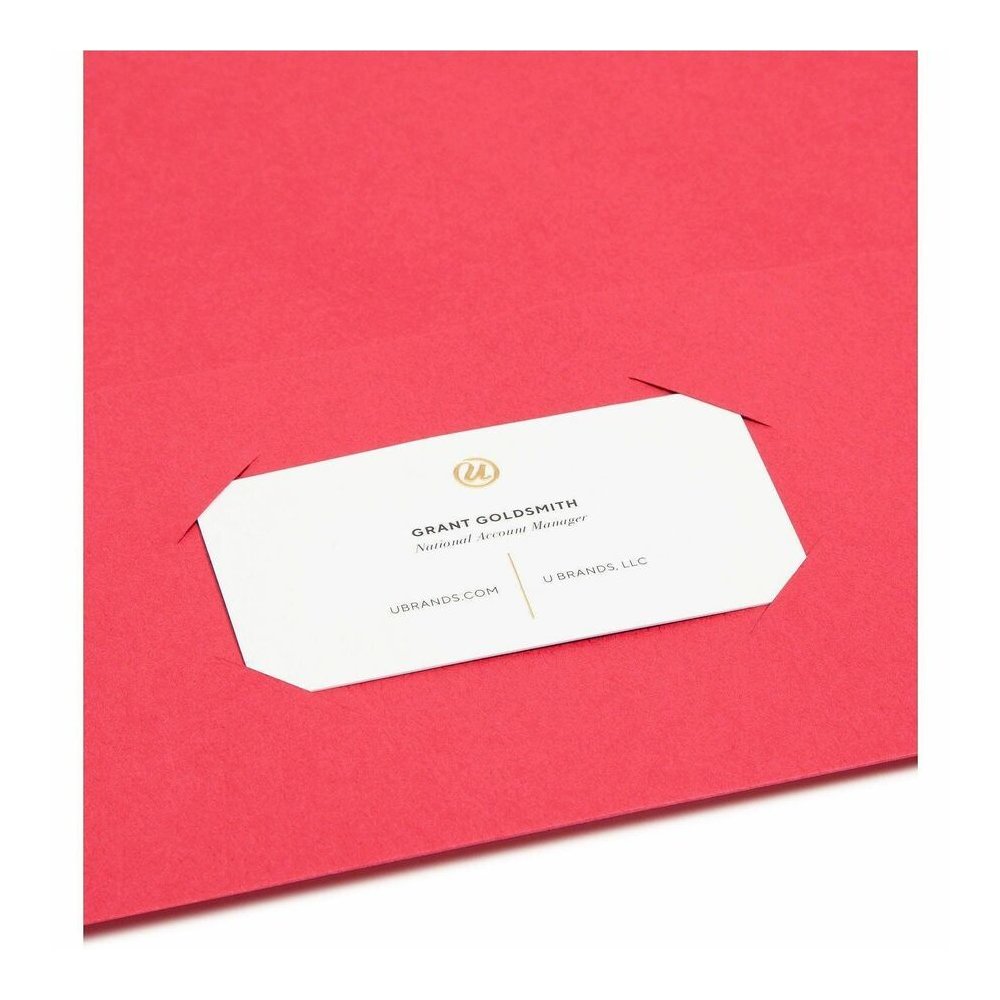 Smead Letter Recycled Pocket Folder - 8 1/2" x 11" - 100 Sheets Capacity - Folder - 2 Pocket - 11 pt. - Leatherette - Red - 10% Recycled - 25 / Box. Picture 4