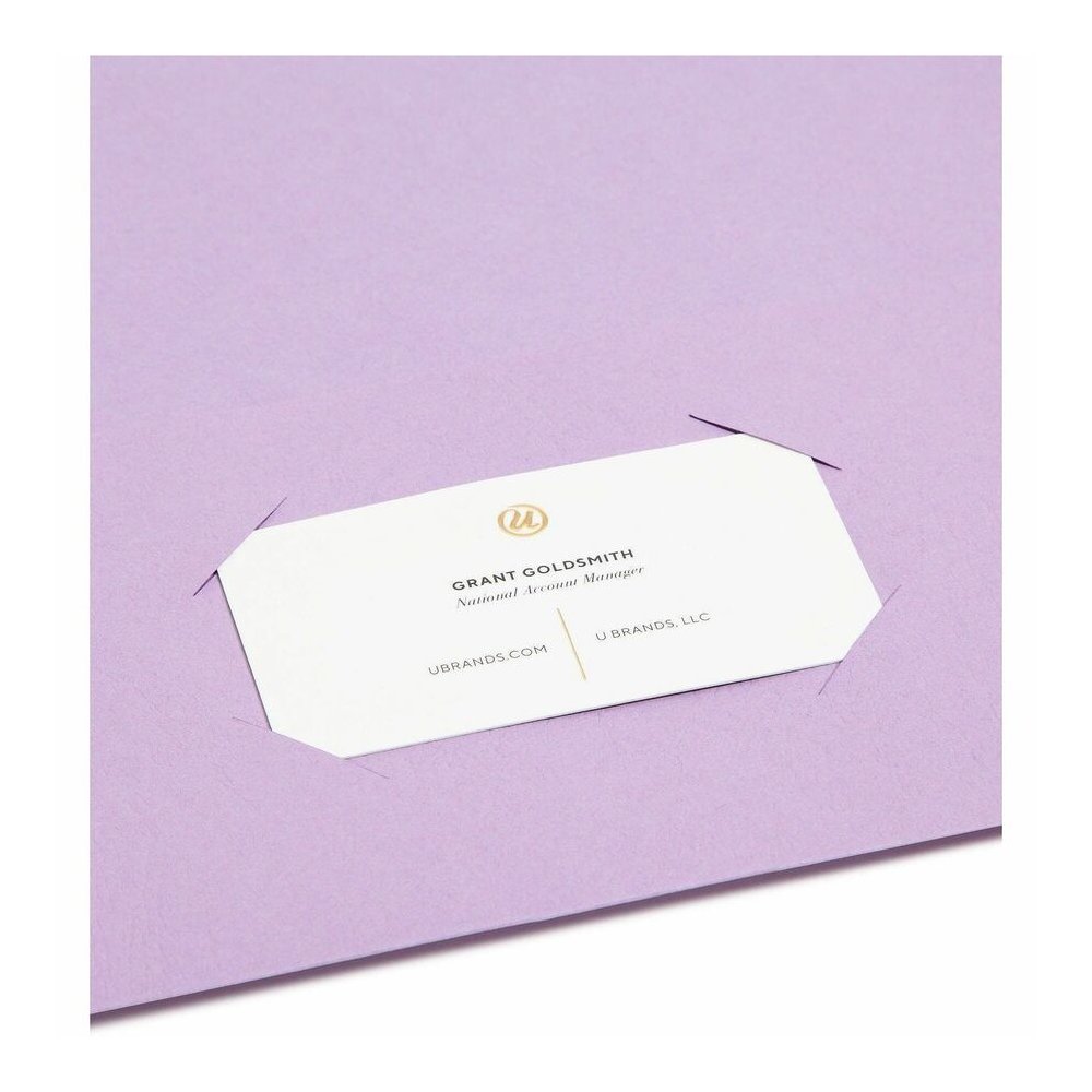Smead Letter Recycled Pocket Folder - 1/2" Folder Capacity - 8 1/2" x 11" - 2 Pocket - 11 pt. - Leatherette - Lavender - 10% Recycled - 25 / Box. Picture 4