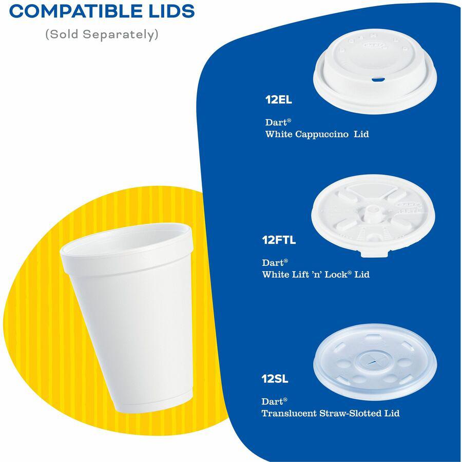Dart 12 oz Insulated Foam Cups - 25 / Bag - 40 / Carton - White - Foam - Coffee, Soft Drink, Hot Cider, Hot Chocolate, Juice, Cappuccino, Tea, Cold Drink. Picture 6