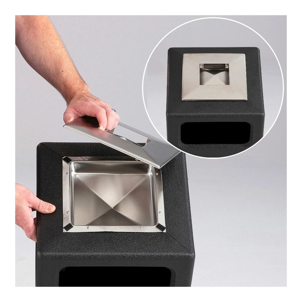 Safco Recessed Panels Waste Receptacle - 15 gal Capacity - 32.8" Height x 13.8" Width x 13.8" Depth - Polyethylene - Black - 1 Each. Picture 7