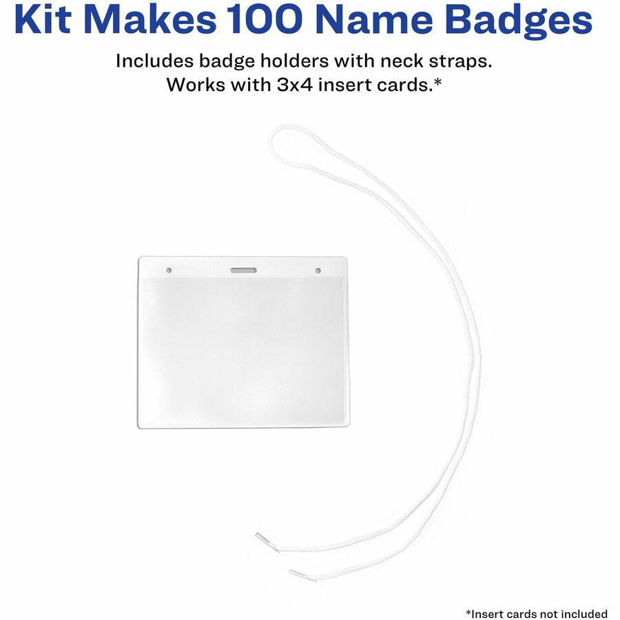 Avery&reg; Heavy-Duty Clear Hanging Style Badge Holders - Support 3" x 4" Media - Horizontal - Plastic - 100 / Box - Clear. Picture 4