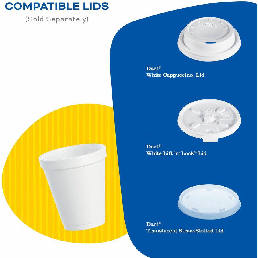 Dart 12 oz Squat Insulated Foam Cups - 40 / Pack - Round - 25 / Carton - White - Foam - Beverage, Tea, Coffee, Soft Drink, Juice, Hot Cider, Hot Chocolate, Cappuccino, Cold Drink, Hot Drink. Picture 5