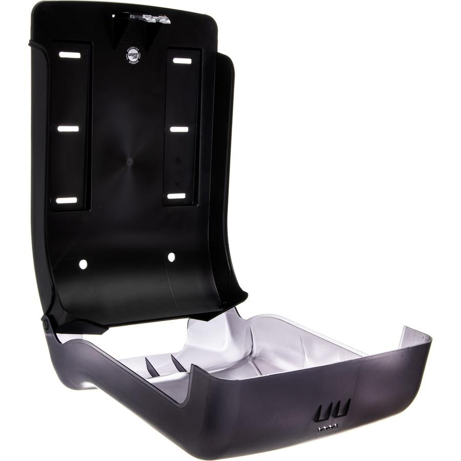 San Jamar Ultrafold Multifold Towel Dispenser - C Fold, Multifold, Touchless Dispenser - 450 x C Fold, 750 x Multifold - 18.7" Height x 11.7" Width x 6.3" Depth - Plastic - Black - Transparent, Touch-. Picture 4