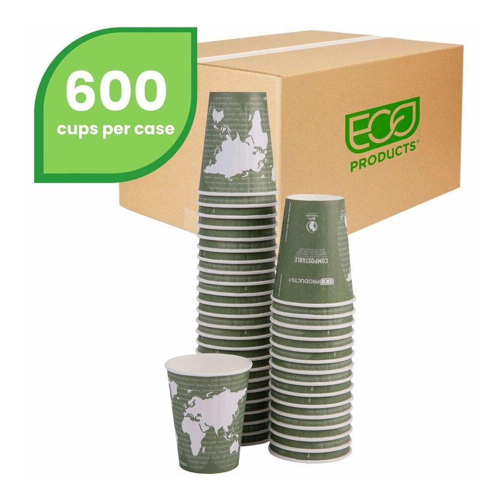 Eco-Products 12 oz World Art Insulated Hot Beverage Cups - 12 fl oz - Green - Hot Drink - No - 600 / Carton. Picture 7