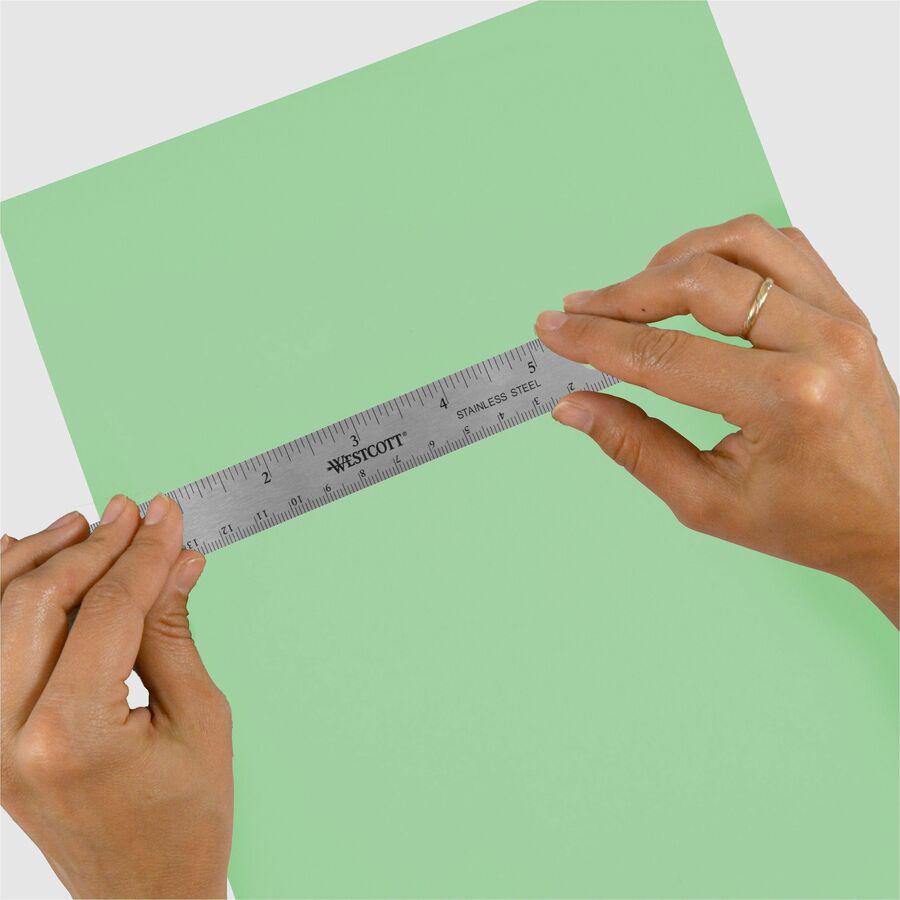 Westcott 6" Stainless Steel Rulers - 6" Length 0.8" Width - 1/16, 1/32 Graduations - Metric, Imperial Measuring System - Stainless Steel - 12 / Box - Stainless Steel. Picture 12