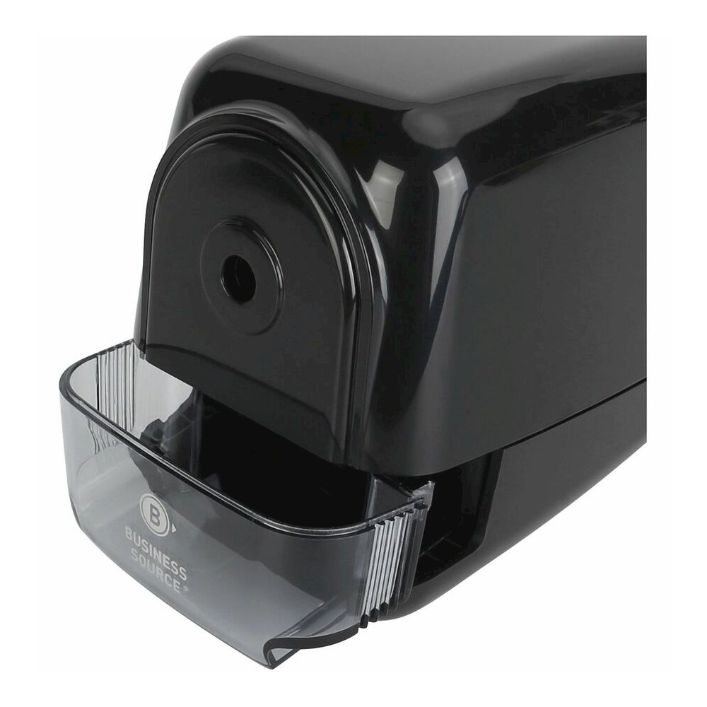 Business Source Electric Pencil Sharpener - Helical - AC Adapter Powered - 3.9" Height x 4.5" Width - Black - 1 Each. Picture 5