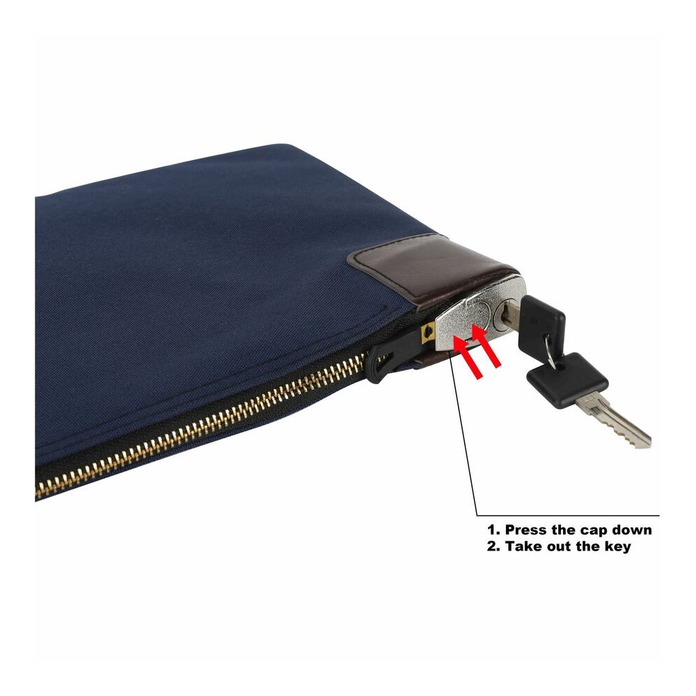 Sparco Locking Currency Bag - 11" Length x 8.50" Width - Navy - Coin, Currency, Document - 1 Pack. Picture 2