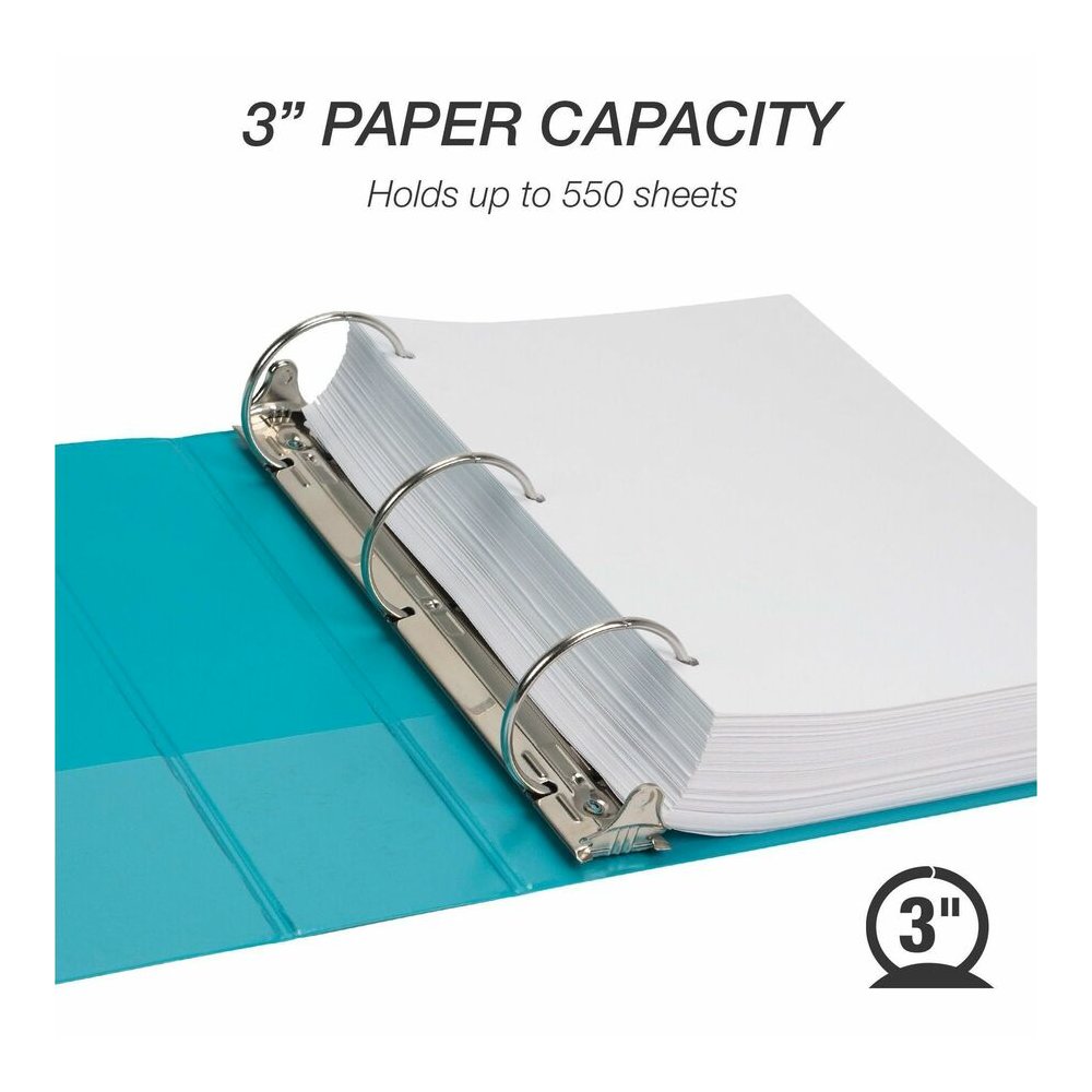 Samsill Earth's Choice Plant-based View Binders - 3" Binder Capacity - Letter - 8 1/2" x 11" Sheet Size - 3 Ring - Fastener: Round Ring - Pocket: 2 - Chipboard, Polypropylene, Plastic - Turquoise - Re. Picture 8