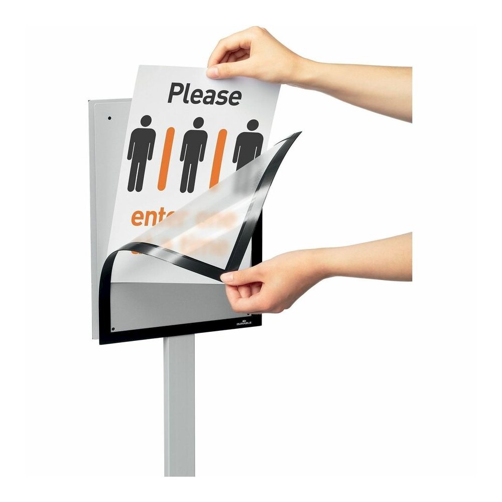 DURABLE Info Basic Floor Stand - Floor - Charcoal Gray - For Reception Area, Waiting Room, Lobby, Trade Show - Double-sided, Weighted Base, Magnetic. Picture 5