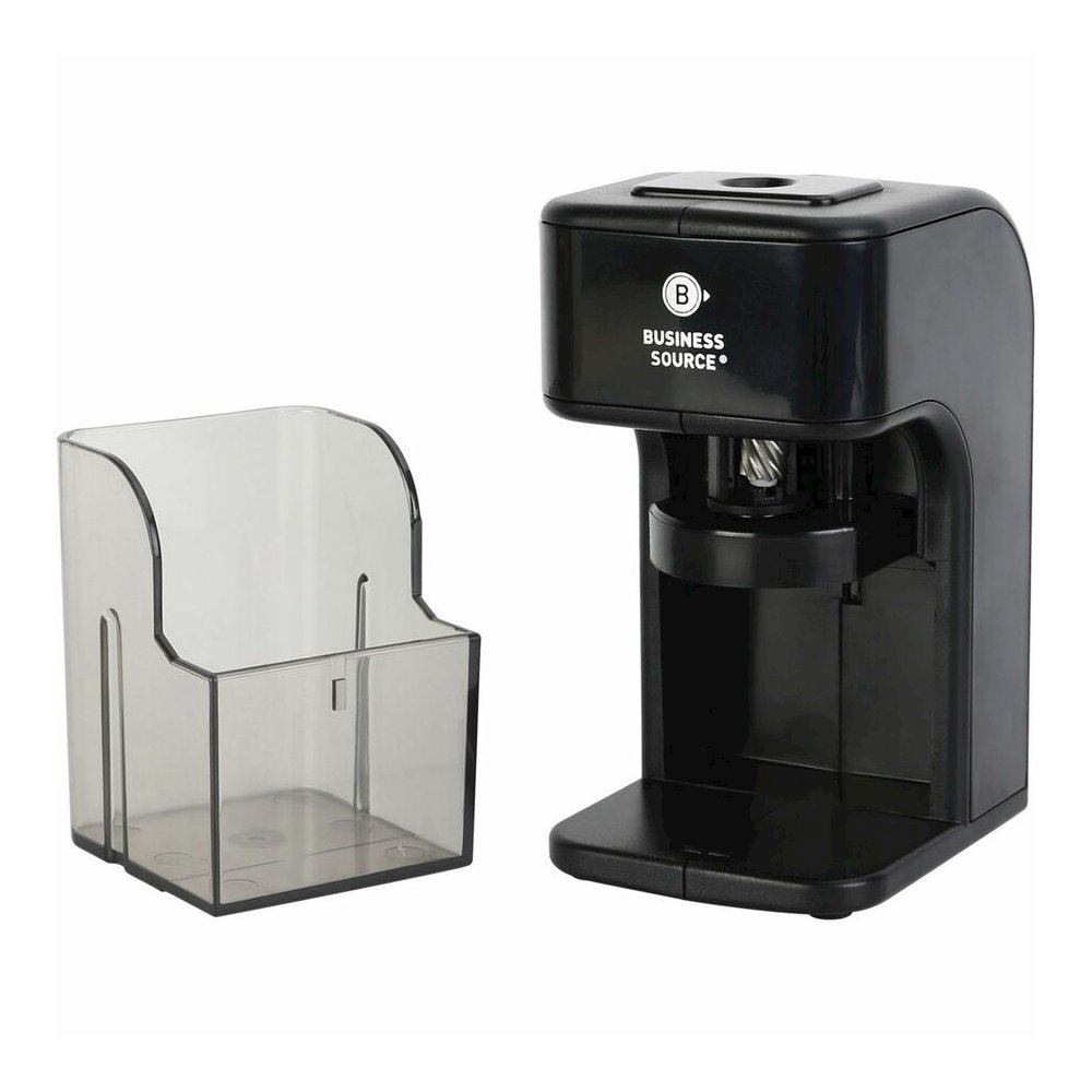 Business Source Electric Pencil Sharpener - Helical - AC Adapter, DC Adapter Powered - Black - 1 Each. Picture 5