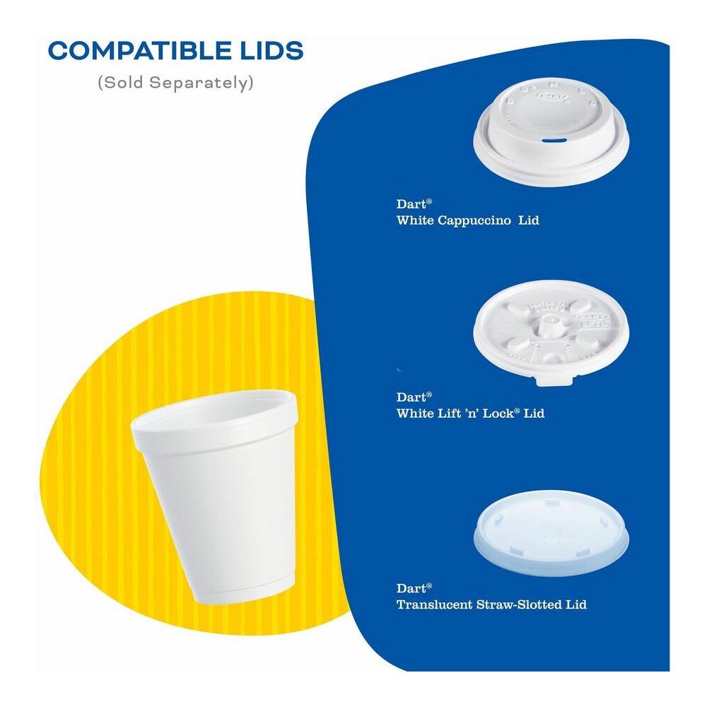 Dart J Cup 6 oz Insulated Foam Cups - 6 fl oz - White - Foam - Soft Drink, Cold Drink, Hot Drink - 25/Pack - 40 / Carton. Picture 5