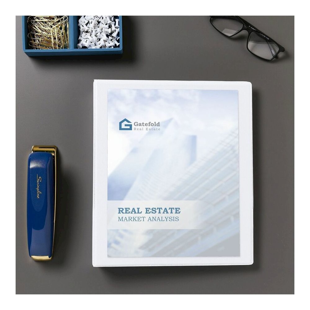 Avery&reg; Showcase Economy View Binder - 1" Binder Capacity - Letter - 8 1/2" x 11" Sheet Size - 175 Sheet Capacity - Fastener: Round Ring - Pocket: 2, Inside Front & Back - White - 14.72 oz - Rivet,. Picture 4