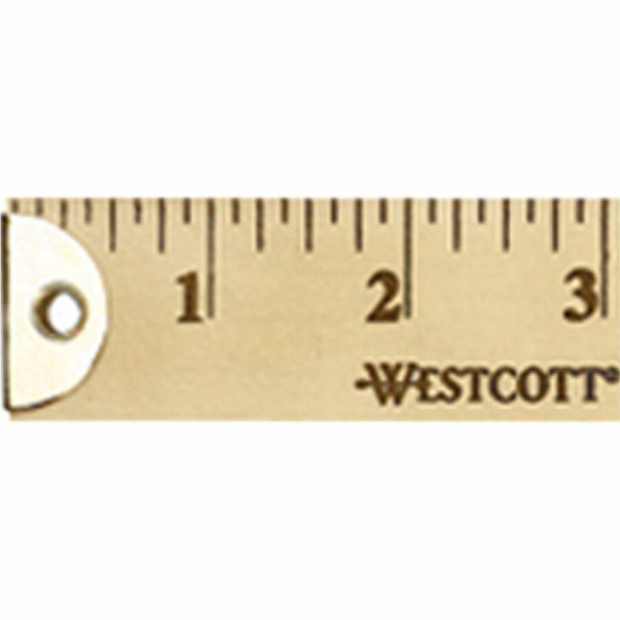 Westcott Wood Yardstick - 36" Length 1" Width - 1/8 Graduations - Imperial Measuring System - Wood - 1 Each - Blue. Picture 4