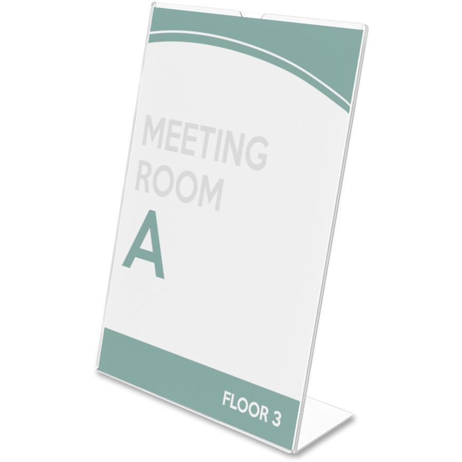 Deflecto Superior Image Slanted Sign Holders - 1 Each - 11" Width x 8.5" Height - Top Loading - Plastic - Clear. Picture 11
