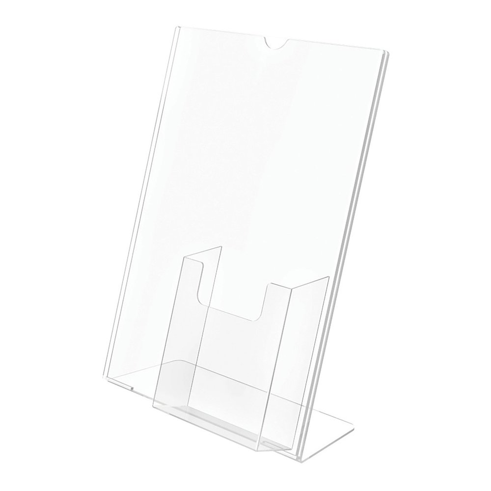 Deflecto 4" Pocket Slanted Plastic Sign Holder - 11" Width x 8.5" Height - Rectangular Shape - Plastic - Clear - 1 Each. Picture 4