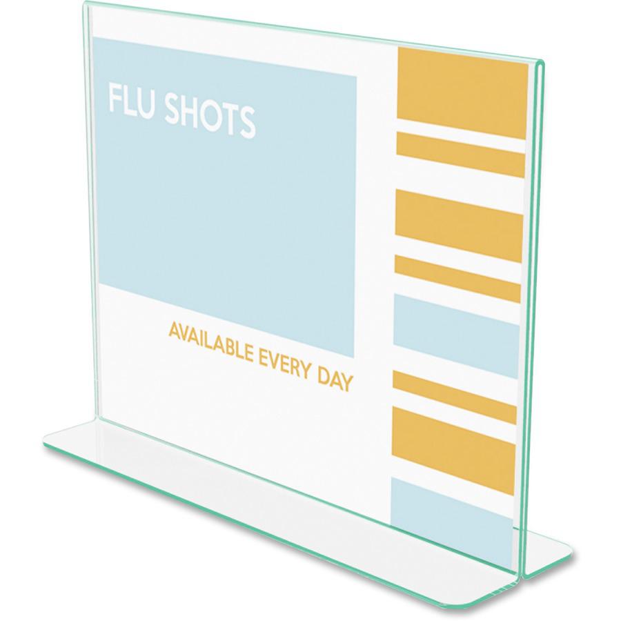 Deflecto Superior Image Premium Green Edge Sign Holder - 1 Each - 11" Width x 8.5" Height - Side-loading, Bottom Loading - Clear. Picture 5