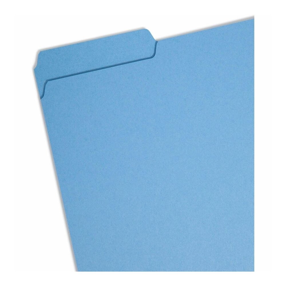 Smead 1/3 Tab Cut Letter Recycled Interior File Folder - 8 1/2" x 11" - 3/4" Expansion - Top Tab Location - Assorted Tab Position - 11 pt. - 1 Plys - Paper - Blue - 10% Recycled - 100 / Box. Picture 5