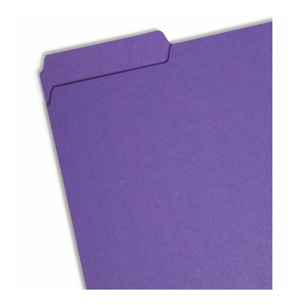 Smead 1/3 Tab Cut Letter Recycled Interior File Folder - 8 1/2" x 11" - 3/4" Expansion - Top Tab Location - Assorted Tab Position - 11 pt. - 1 Plys - Paper - Purple - 10% Recycled - 100 / Box. Picture 4
