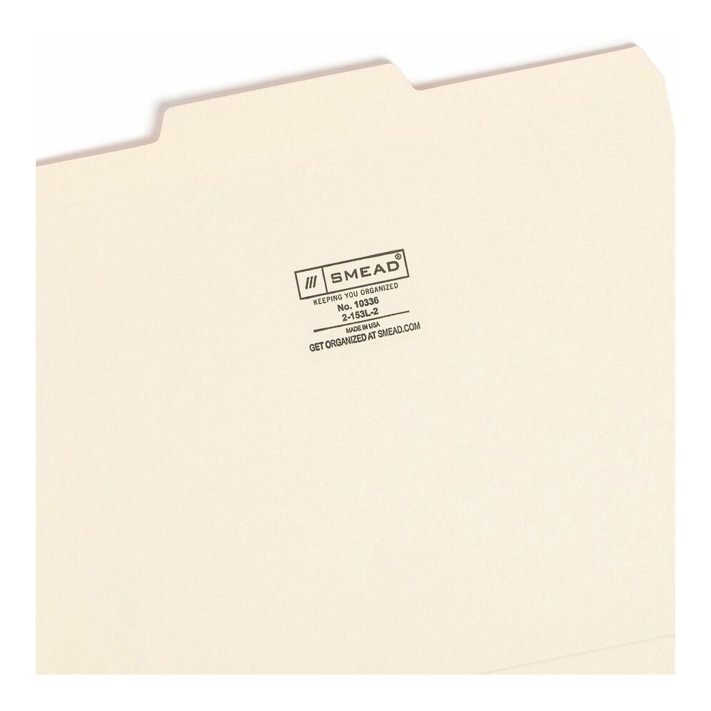 Smead 1/3 Tab Cut Letter Recycled Top Tab File Folder - 8 1/2" x 11" - 3/4" Expansion - Top Tab Location - Center Tab Position - 11 pt. - 2 Plys - Manila - Reinforced, Durable, Reinforced Tab, Rounded. Picture 4